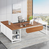 Large L - Shaped Desk, 70.87" Executive Desk with 55" File Cabinet Tribesigns 3