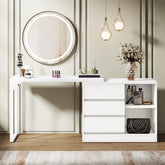 Makeup Vanity, Dressing Table With 3 Drawers And Storage Shelves Tribesigns 3