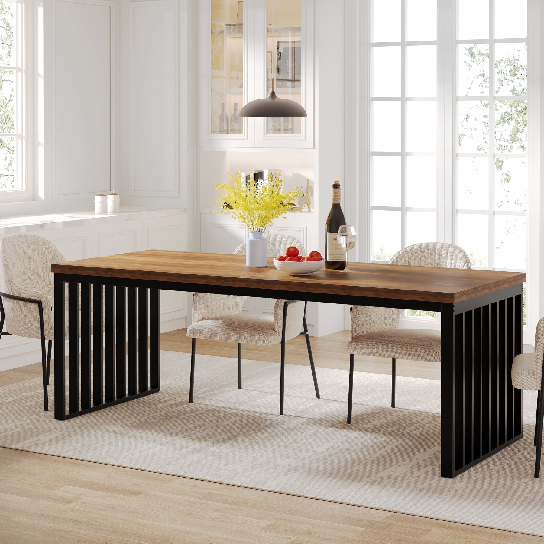 Modern Dining Table, 78.74 inches Sturdy Kitchen Table Tribesigns