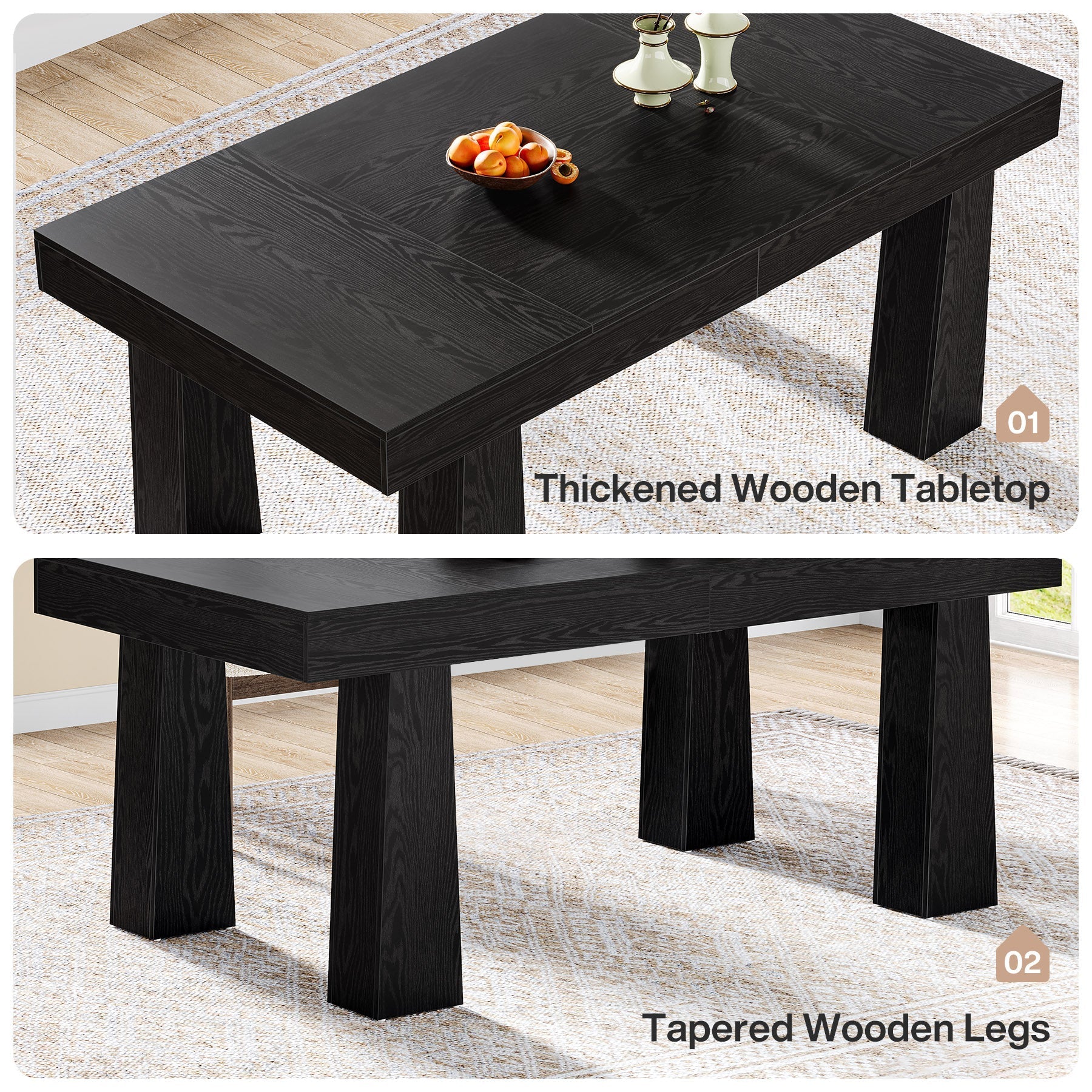 Modern Kitchen Table, 63" Dining Table Dinner Table for 4 - 6 Tribesigns