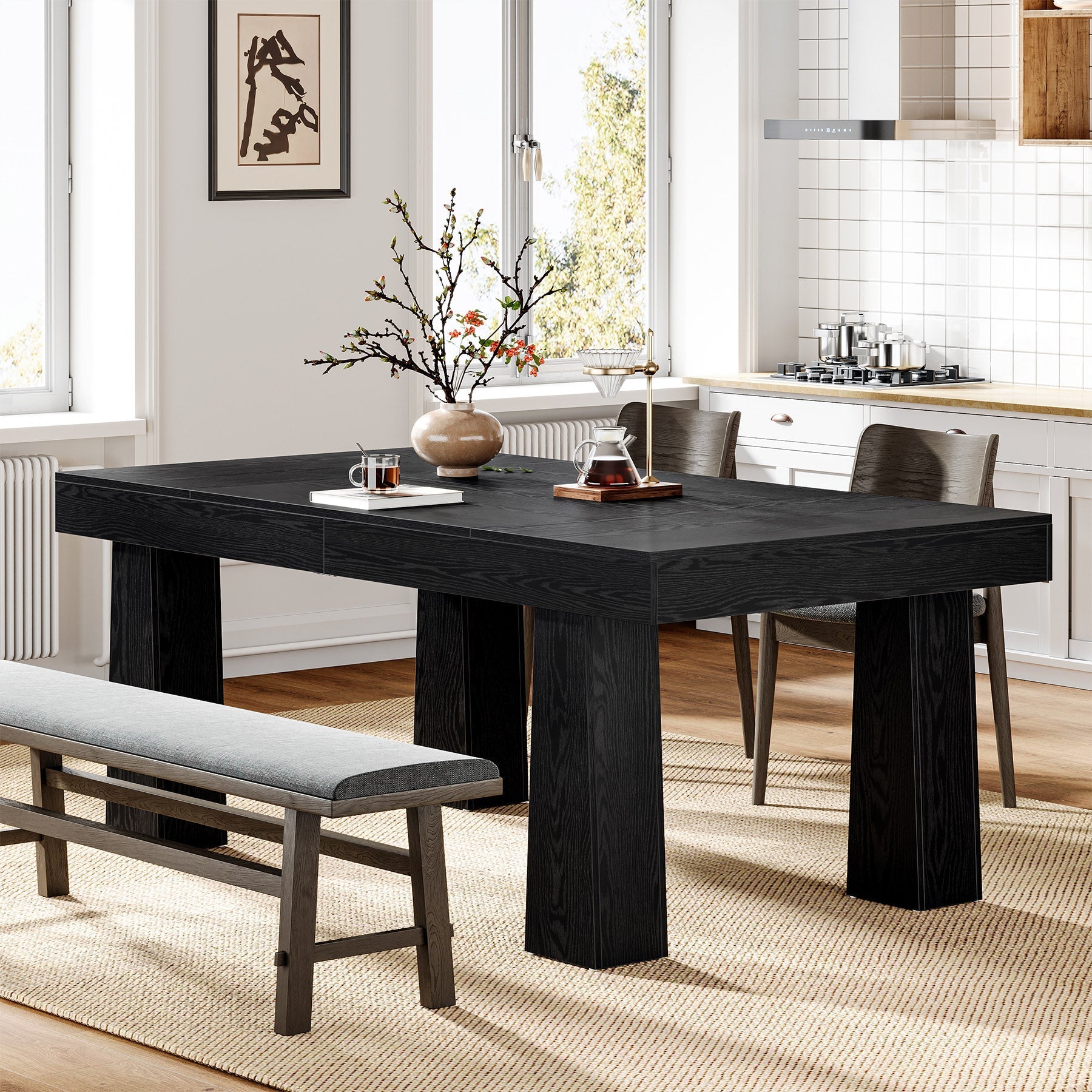 Modern Kitchen Table, 63" Dining Table Dinner Table for 4 - 6 Tribesigns