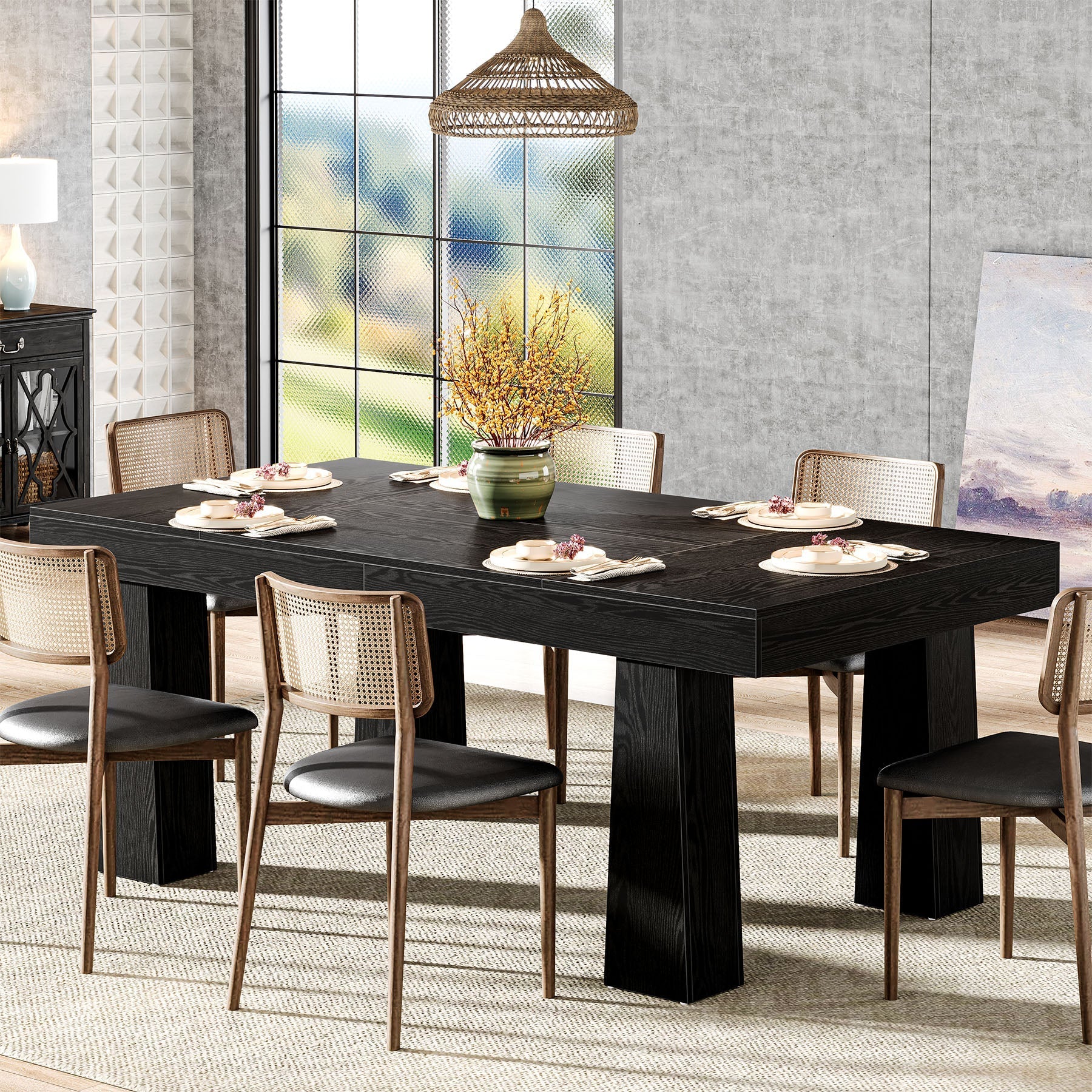 Modern Kitchen Table, 63" Dining Table Dinner Table for 4 - 6 Tribesigns