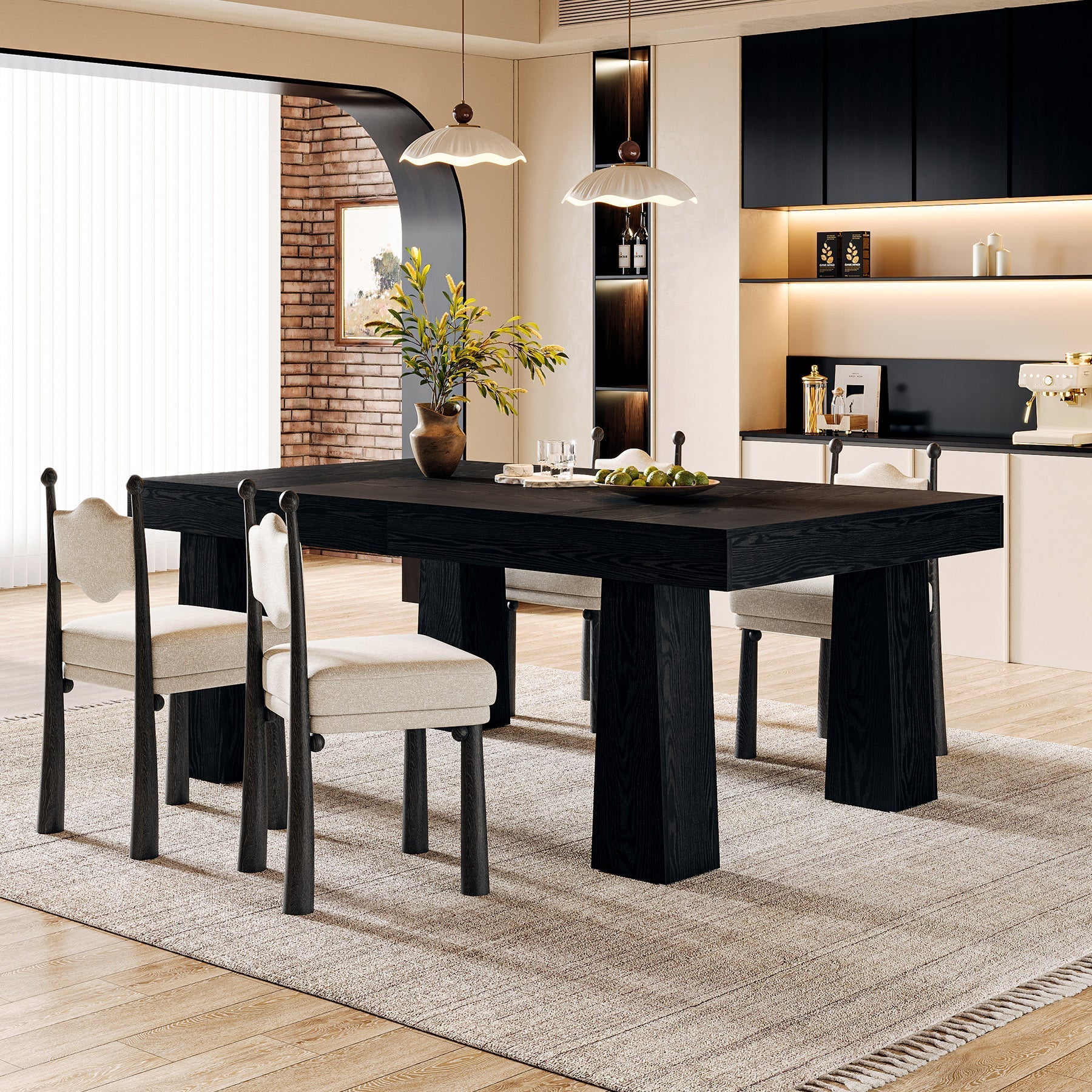 Modern Kitchen Table, 63" Dining Table Dinner Table for 4 - 6 Tribesigns