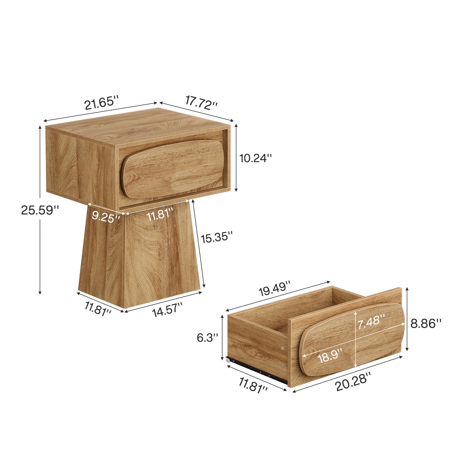 Modern Nightstand, Bed Side Table with Drawer Storage Tribesigns