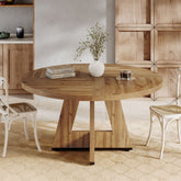 Round Dining Table for 4, 47" Wood Kitchen Table Farmhouse Dinner Table Tribesigns 3