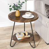 Round End Table, 2-Tier Side Table Accent Table with Metal Legs Tribesigns 3