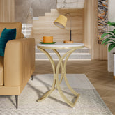 Round End Table Sofa Side Table Small Coffee Table with Metal Frame Tribesigns 3
