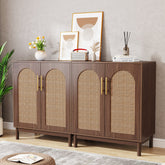 Sideboard Buffet Set of 2, Accent Rattan Storage Cabinet with Doors Tribesigns 3