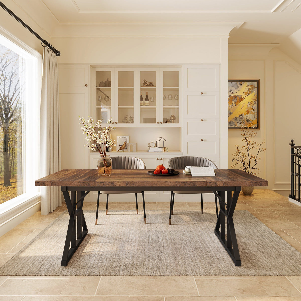 Tribesigns Dining Table, Farmhouse 70.8" Kitchen Table for 6 People ...