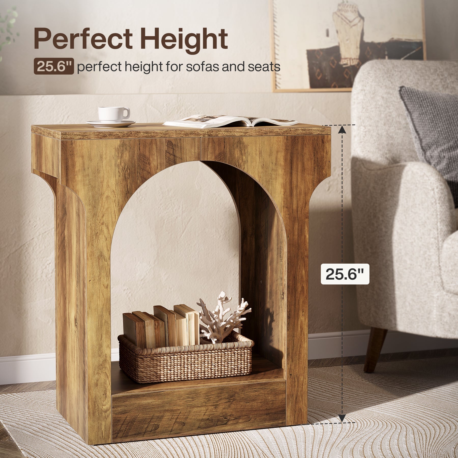 Wood End Table, 2 - Tier Side Table with Storage Space Tribesigns
