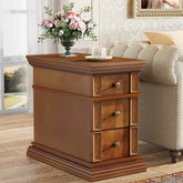 Wood End Table, Sofa Side Table Nightstand with 3 Drawers Tribesigns 3