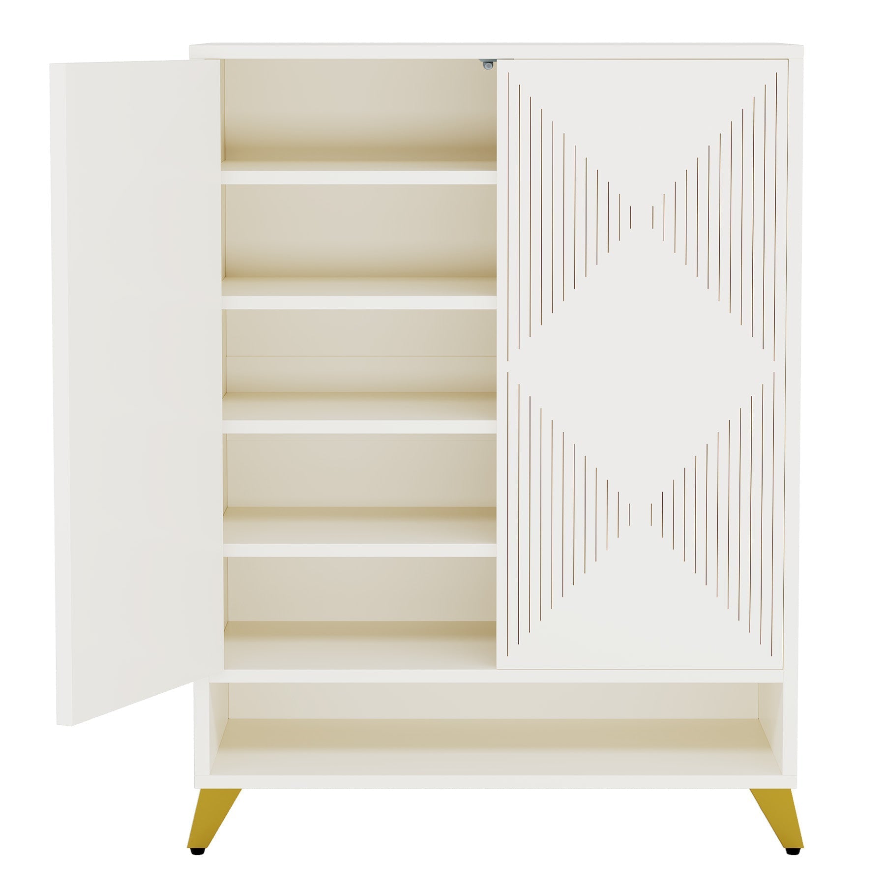 Wood Shoe Cabinet, 6 - Tier Shoe Organizer Storage Cabinet with Adjustable Shelves Tribesigns