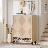Wood Shoe Cabinet, 6 - Tier Shoe Organizer Storage Cabinet with Adjustable Shelves Tribesigns 3