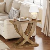 Wooden End Table, Farmhouse Side Table Nightstand with Cross Fishtail Support Tribesigns 3